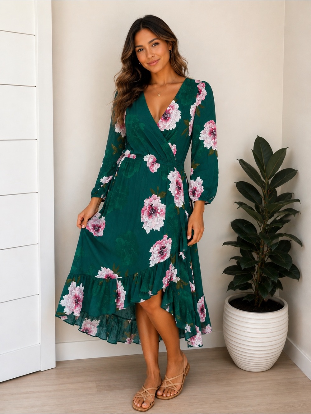 Anthropologie x Tracy Reese Aleah Faux Wrap Floral Dress S